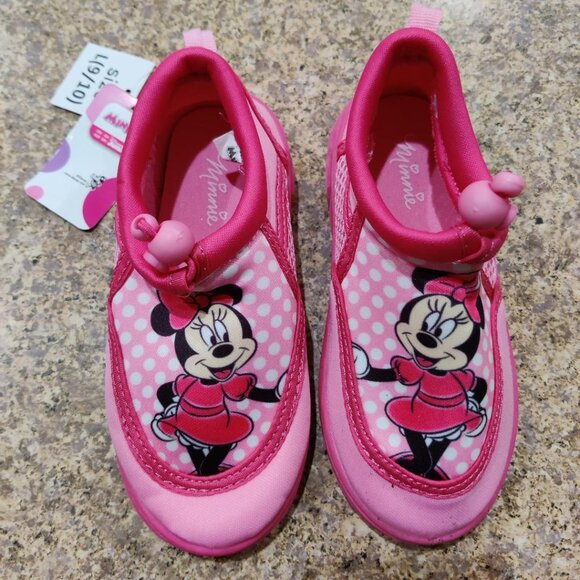 Disney Junior Girls Minnie Mouse Water Shoes Pink Large 9/10 NWT - Picture 1 of 5
